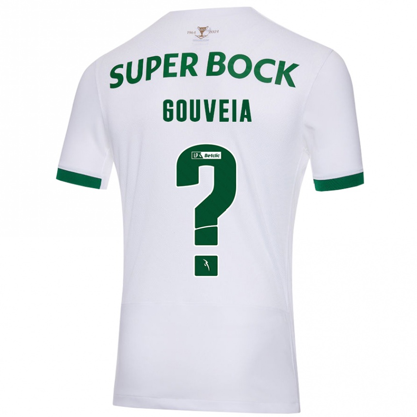 Kids Football Miguel Gouveia #0 White Green Away Jersey 2024/25 T-Shirt Uk