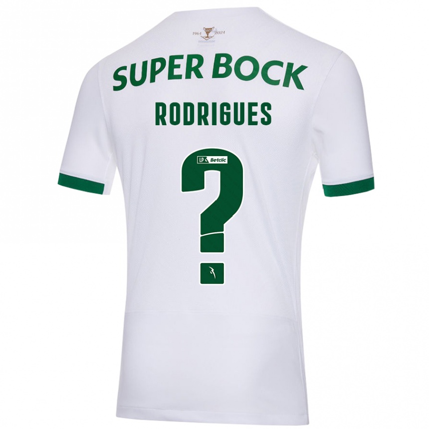 Kids Football João Rodrigues #0 White Green Away Jersey 2024/25 T-Shirt Uk