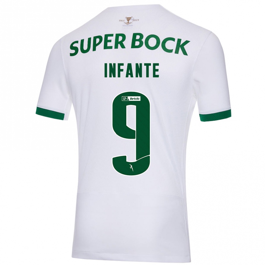 Kids Football João Infante #9 White Green Away Jersey 2024/25 T-Shirt Uk