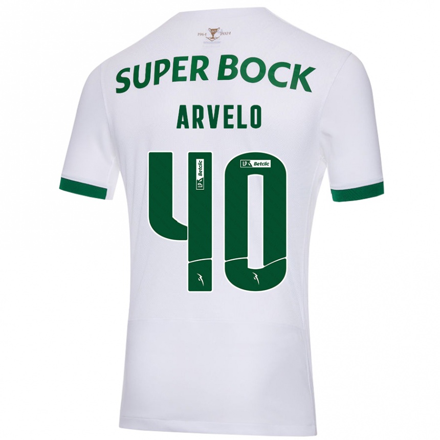 Kids Football Adam Arvelo #40 White Green Away Jersey 2024/25 T-Shirt Uk