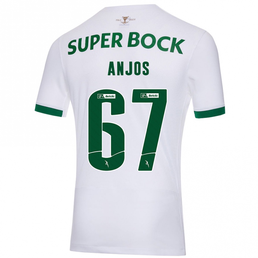 Kids Football Lucas Anjos #67 White Green Away Jersey 2024/25 T-Shirt Uk