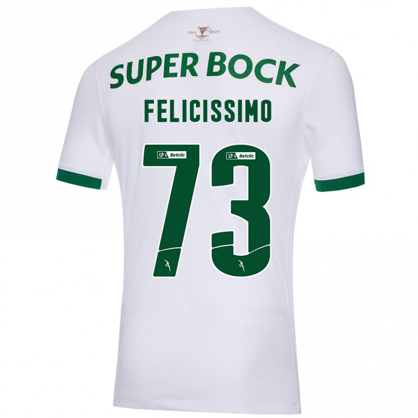 Kids Football Eduardo Felicíssimo #73 White Green Away Jersey 2024/25 T-Shirt Uk