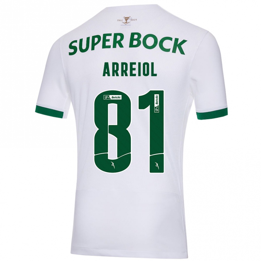 Kids Football Henrique Arreiol #81 White Green Away Jersey 2024/25 T-Shirt Uk