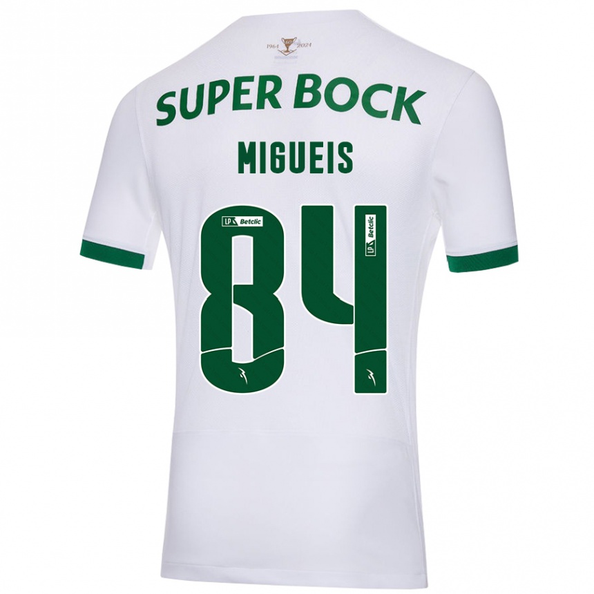 Kids Football Pedro Miguéis #84 White Green Away Jersey 2024/25 T-Shirt Uk