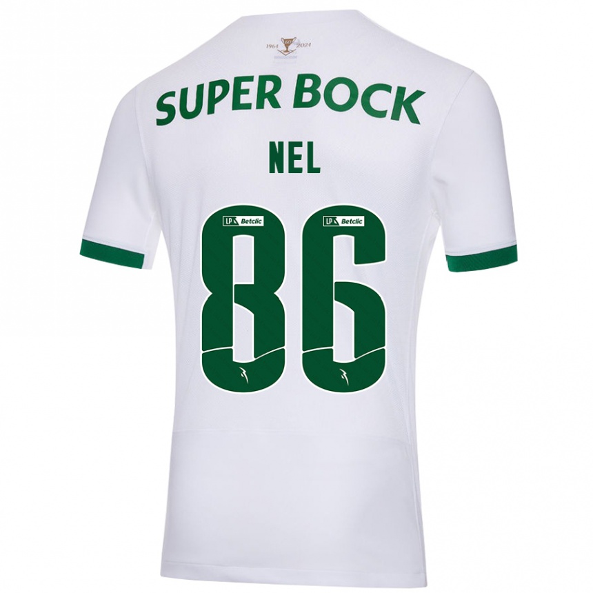 Kids Football Rafael Nel #86 White Green Away Jersey 2024/25 T-Shirt Uk