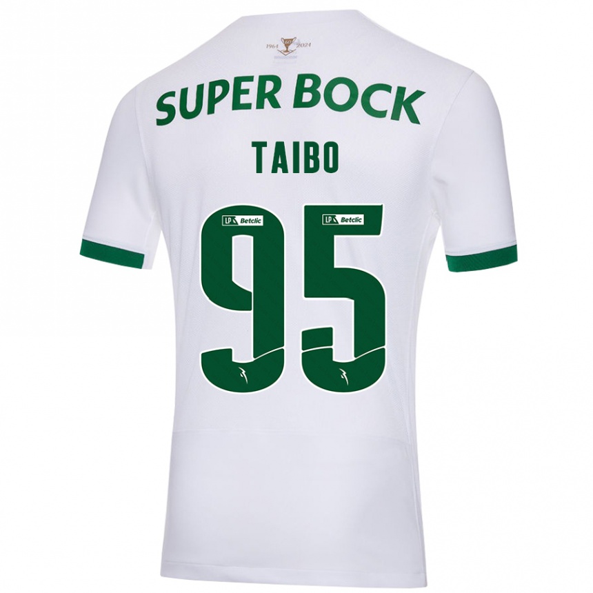 Kids Football Lucas Taibo #95 White Green Away Jersey 2024/25 T-Shirt Uk