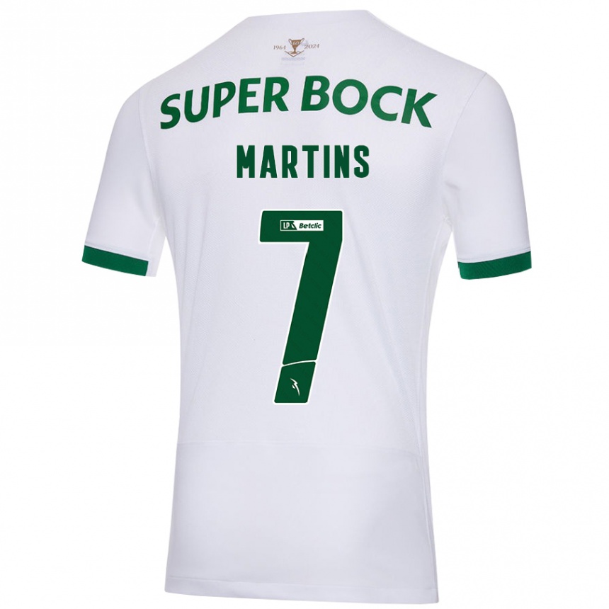 Kids Football Joana David Carromeu Martins #7 White Green Away Jersey 2024/25 T-Shirt Uk