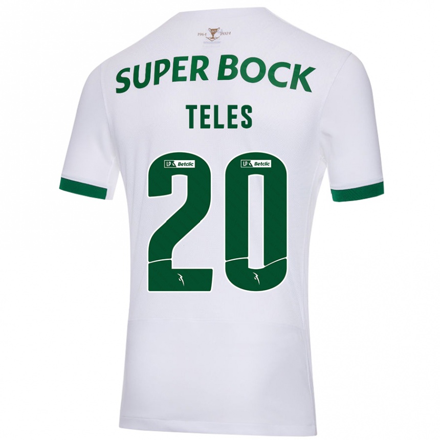 Kids Football Ana Isabel Teles #20 White Green Away Jersey 2024/25 T-Shirt Uk