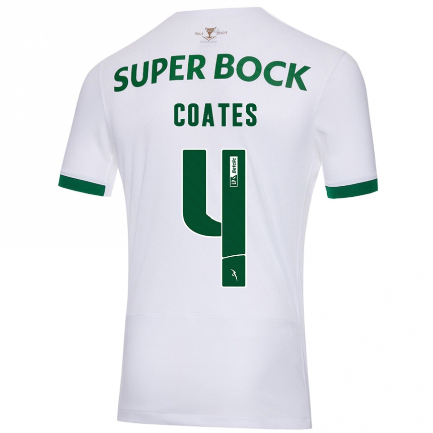 Kids Football Sebastián Coates #4 White Green Away Jersey 2024/25 T-Shirt Uk