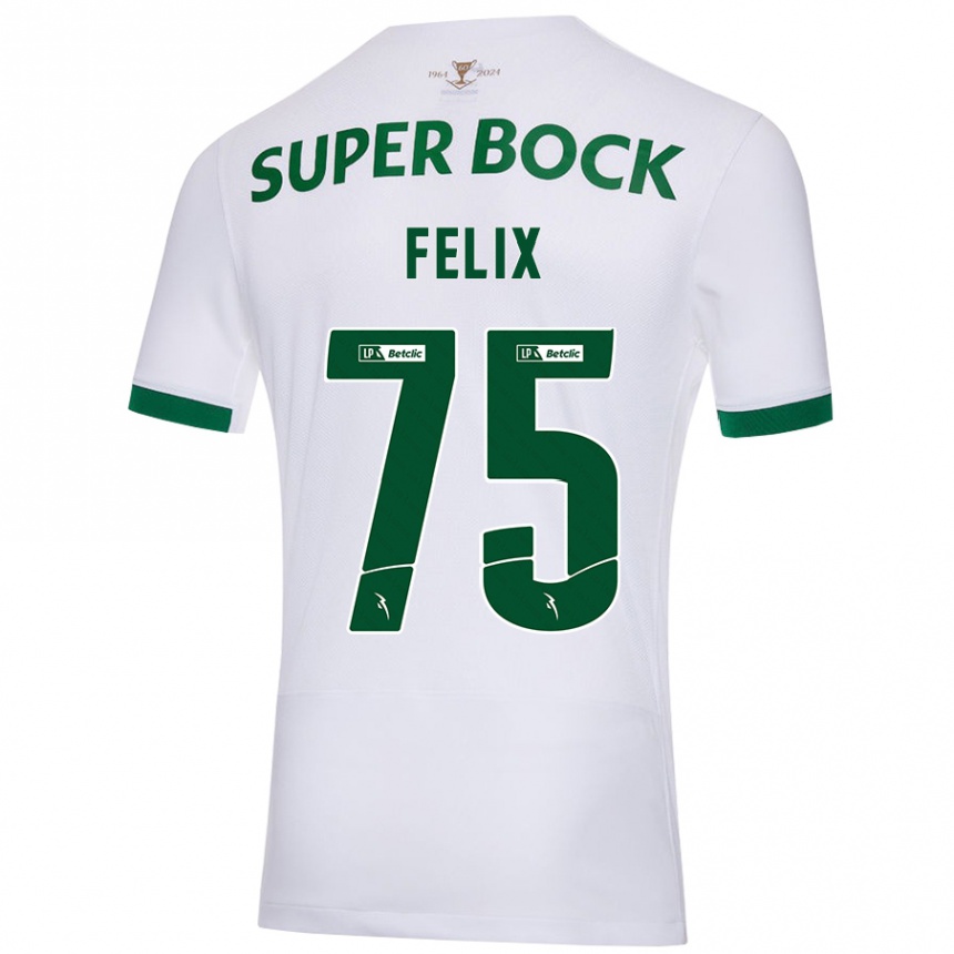 Kids Football Vando Félix #75 White Green Away Jersey 2024/25 T-Shirt Uk