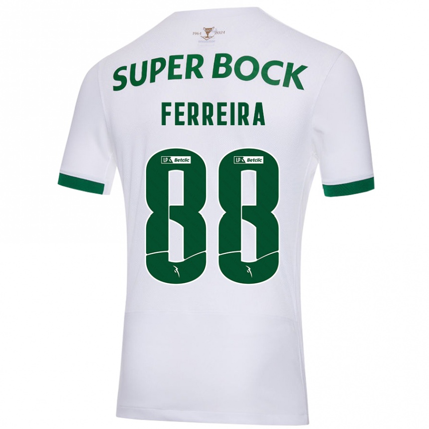 Kids Football Tiago Ferreira #88 White Green Away Jersey 2024/25 T-Shirt Uk