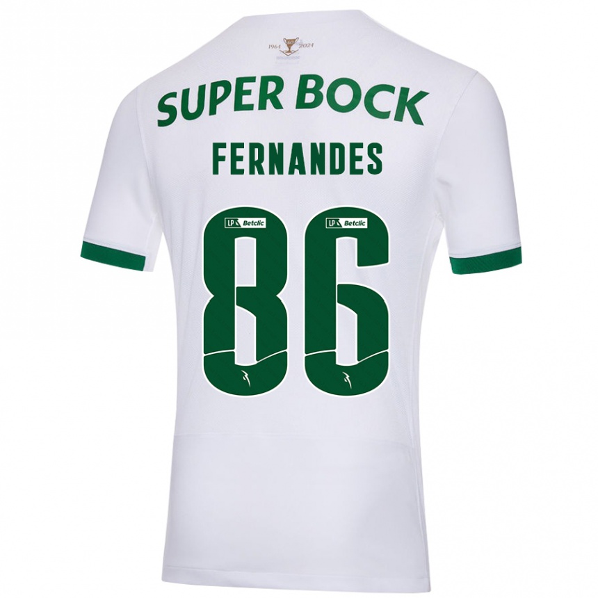 Kids Football Emanuel Fernandes #86 White Green Away Jersey 2024/25 T-Shirt Uk