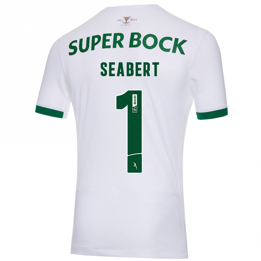 Kids Football Hannah Grace Seabert #1 White Green Away Jersey 2024/25 T-Shirt Uk