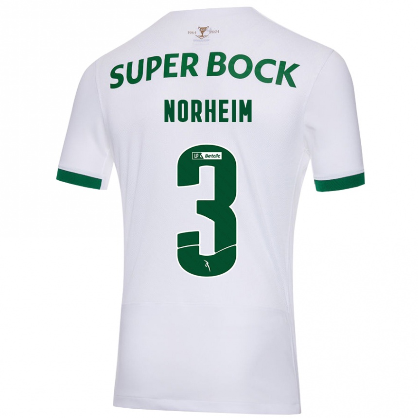 Kids Football Andrea Norheim #3 White Green Away Jersey 2024/25 T-Shirt Uk