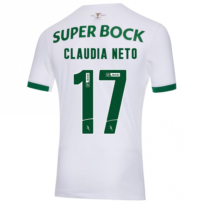 Kids Football Cláudia Teresa Pires Neto #17 White Green Away Jersey 2024/25 T-Shirt Uk