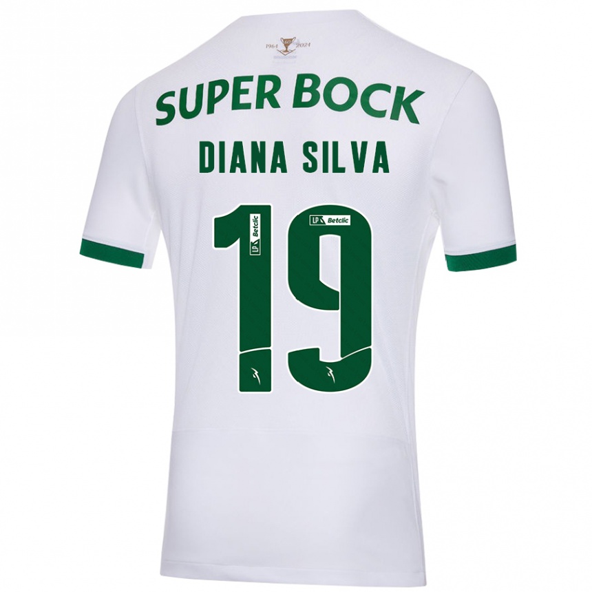 Kids Football Diana Micaela Abreu De Sousa E Silva #19 White Green Away Jersey 2024/25 T-Shirt Uk