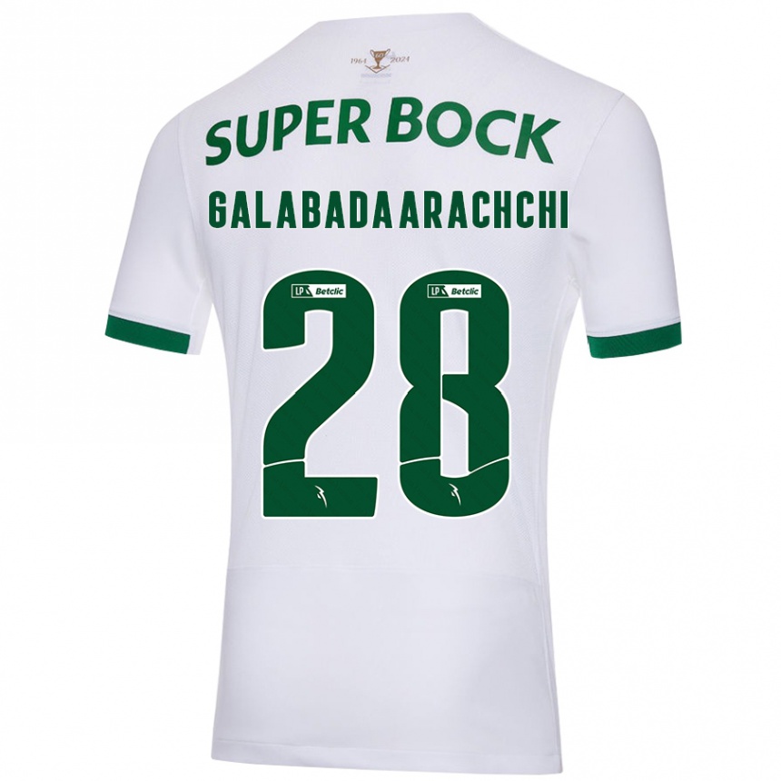 Kids Football Jacinta Galabadaarachchi #28 White Green Away Jersey 2024/25 T-Shirt Uk