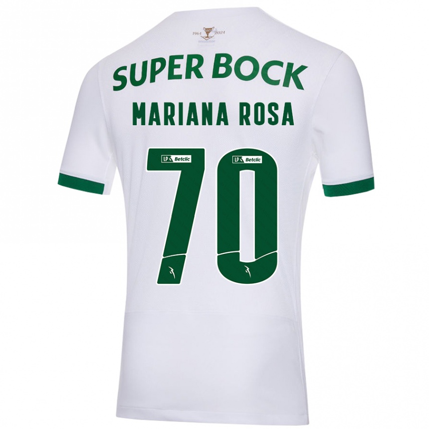 Kids Football Mariana Silva Pinto Vilaça Da Rosa #70 White Green Away Jersey 2024/25 T-Shirt Uk