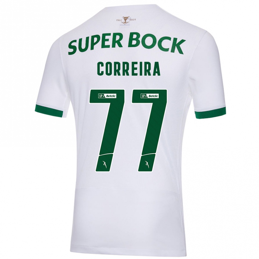 Kids Football Alicia Figueiredo Lima Correia #77 White Green Away Jersey 2024/25 T-Shirt Uk