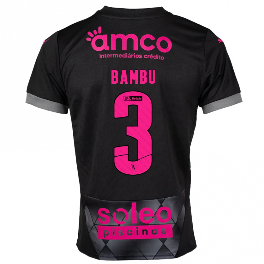 Kids Football Robson Bambu #3 Black Pink Away Jersey 2024/25 T-Shirt Uk