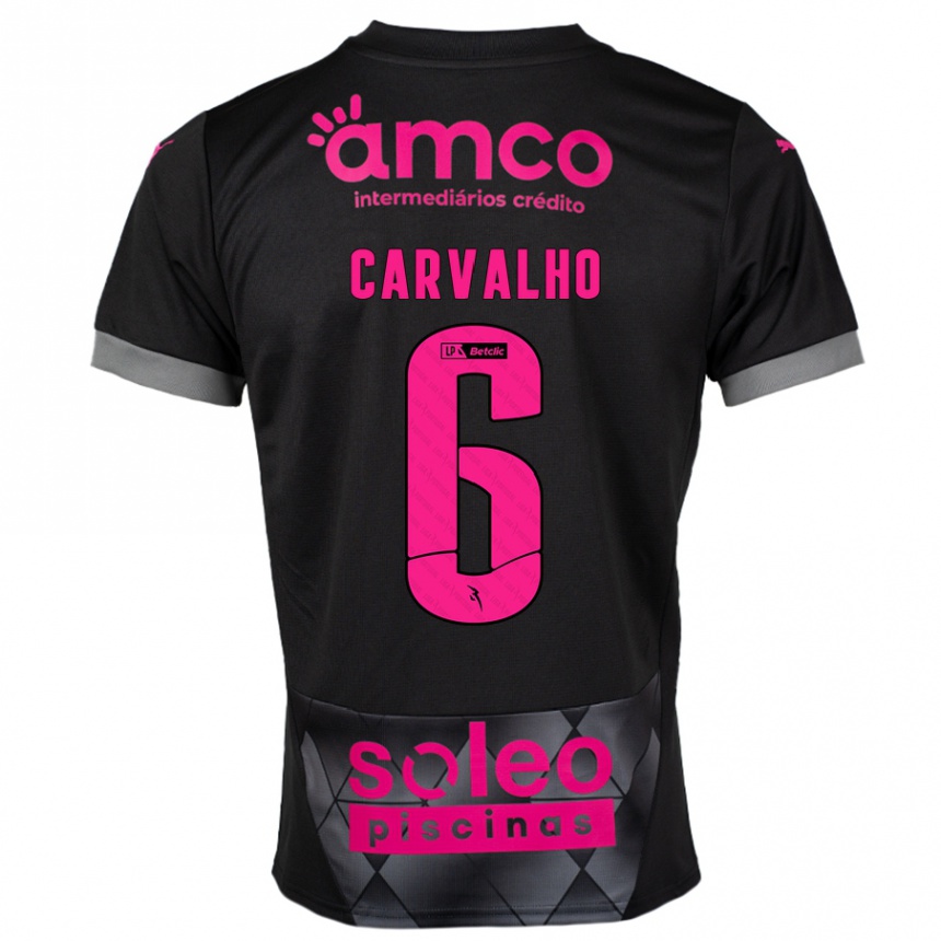 Kids Football Vitor Carvalho #6 Black Pink Away Jersey 2024/25 T-Shirt Uk