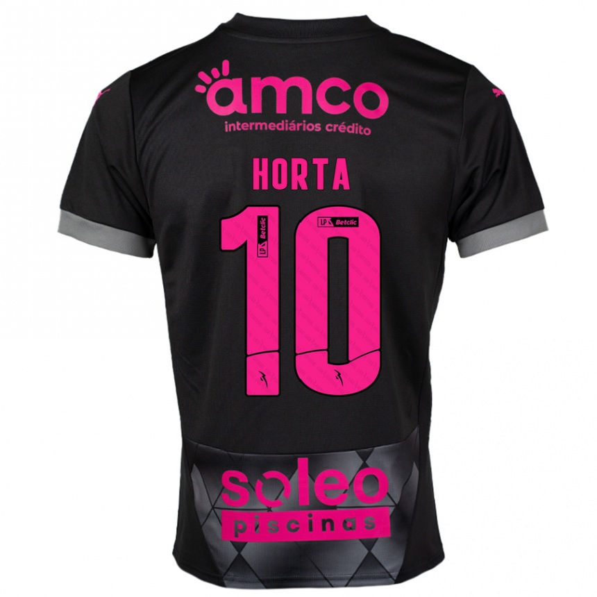 Kids Football André Horta #10 Black Pink Away Jersey 2024/25 T-Shirt Uk