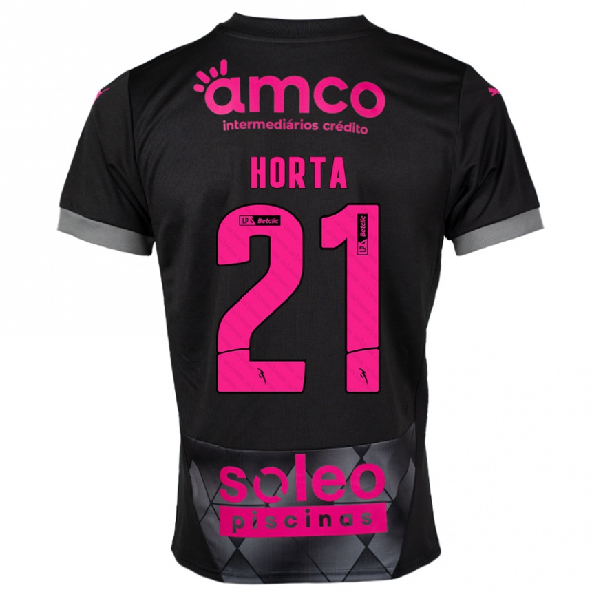 Kids Football Ricardo Horta #21 Black Pink Away Jersey 2024/25 T-Shirt Uk