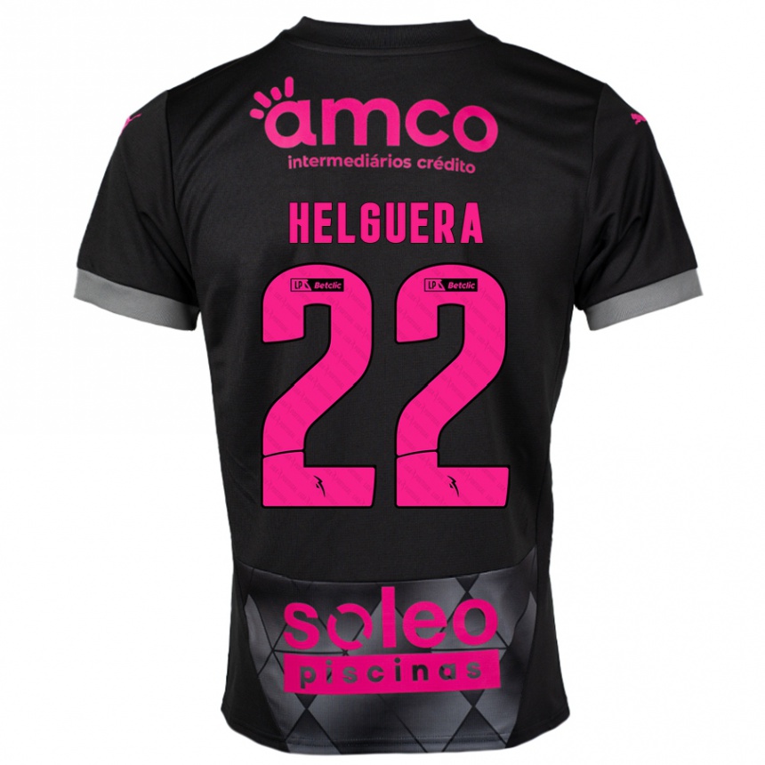 Kids Football Thiago Helguera #22 Black Pink Away Jersey 2024/25 T-Shirt Uk