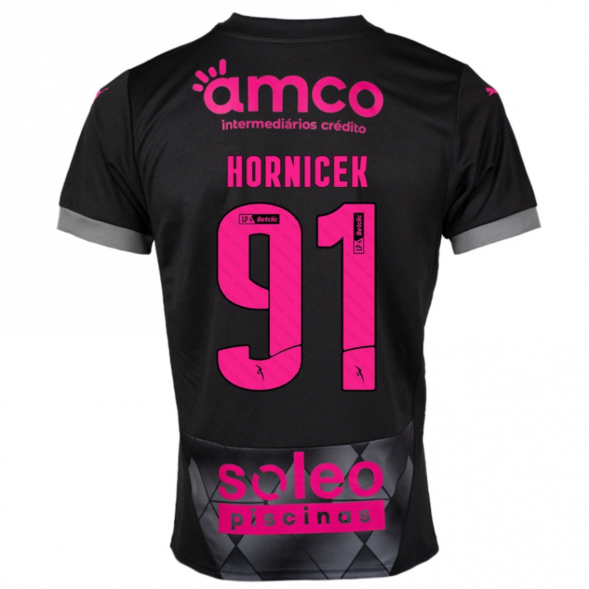 Kids Football Lukas Hornicek #91 Black Pink Away Jersey 2024/25 T-Shirt Uk