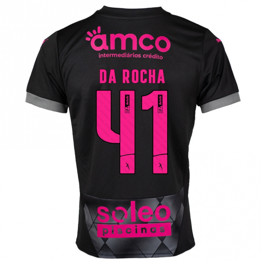 Kids Football Yanis Da Rocha #41 Black Pink Away Jersey 2024/25 T-Shirt Uk