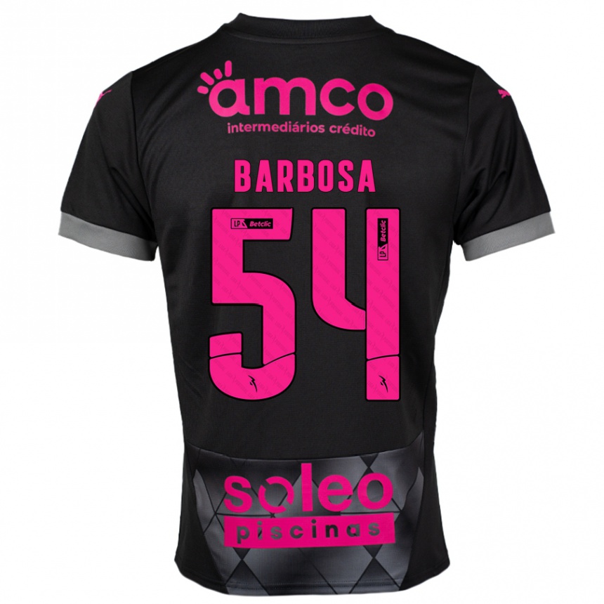 Kids Football Guilherme Barbosa #54 Black Pink Away Jersey 2024/25 T-Shirt Uk