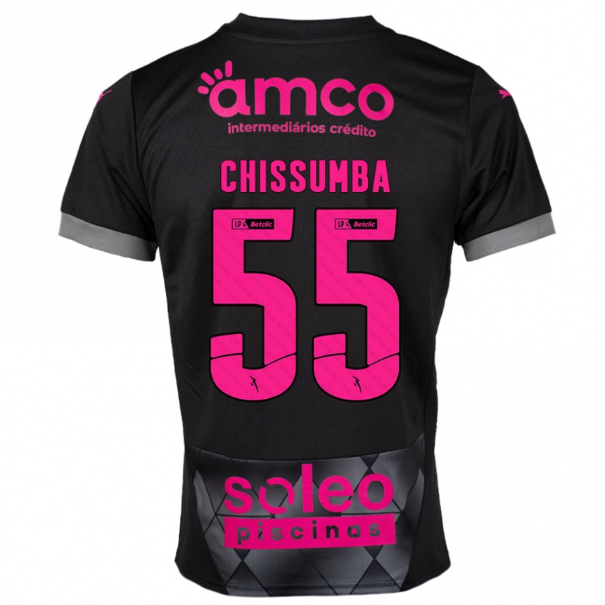 Kids Football Chissumba #55 Black Pink Away Jersey 2024/25 T-Shirt Uk