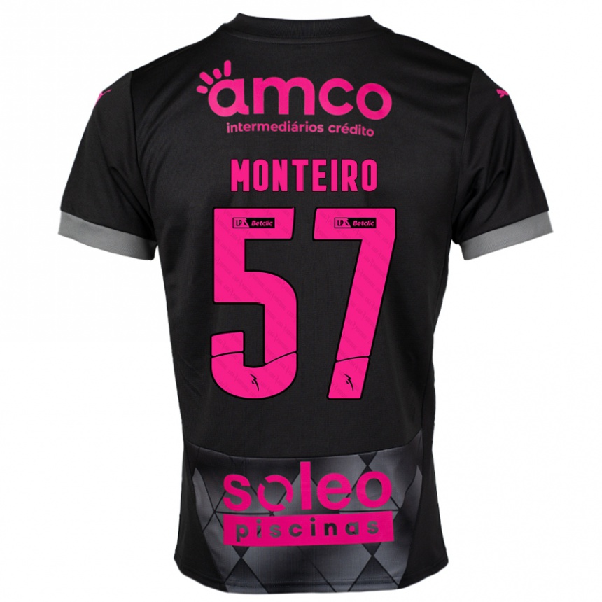 Kids Football Jordan Monteiro #57 Black Pink Away Jersey 2024/25 T-Shirt Uk