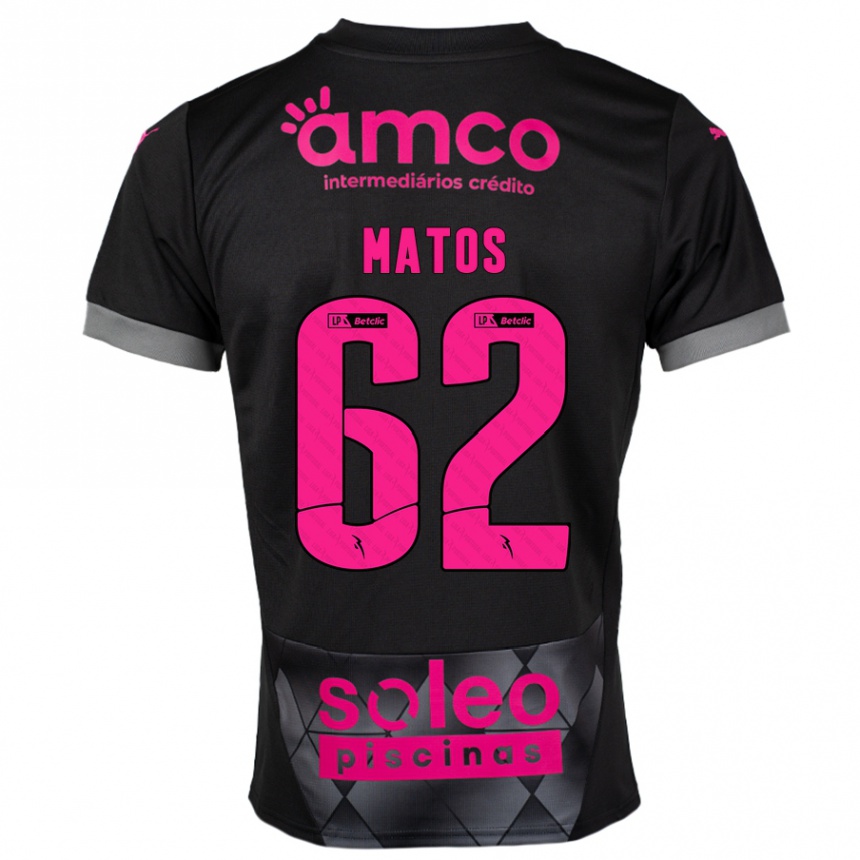 Kids Football Nuno Matos #62 Black Pink Away Jersey 2024/25 T-Shirt Uk