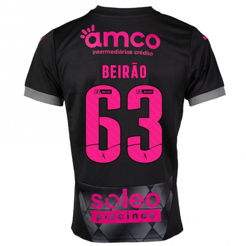 Kids Football Rodrigo Beirão #63 Black Pink Away Jersey 2024/25 T-Shirt Uk