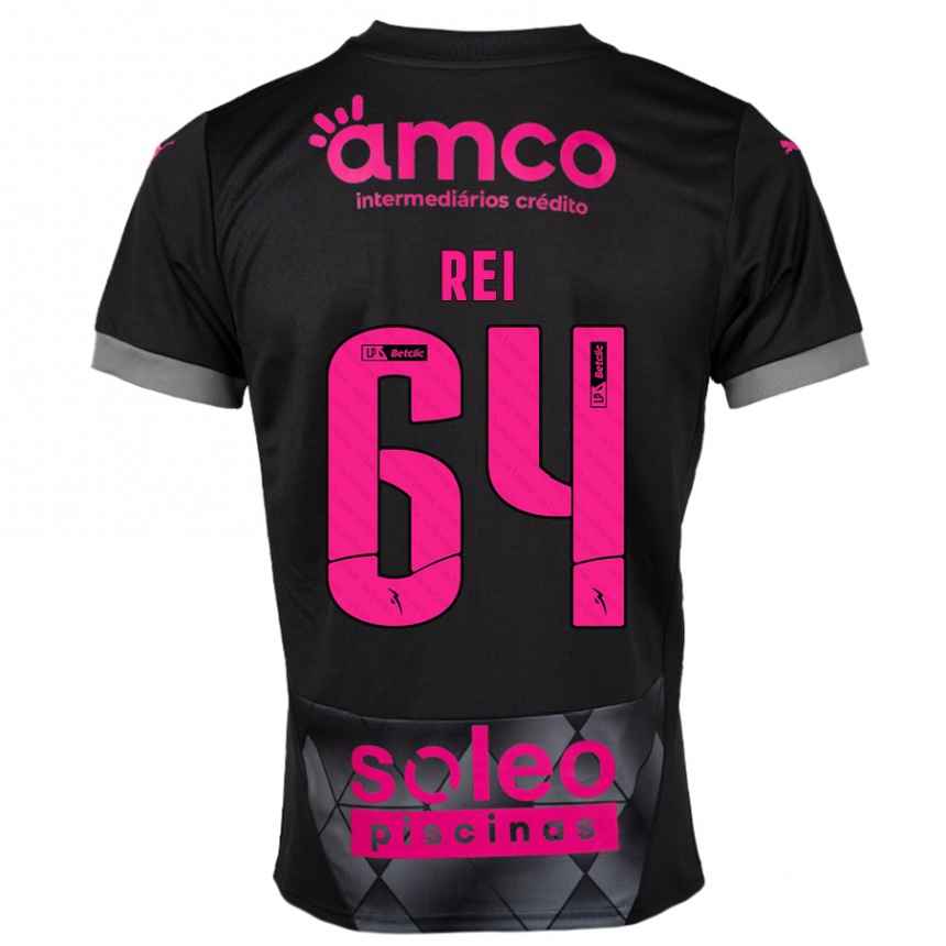 Kids Football Ricardo Rei #64 Black Pink Away Jersey 2024/25 T-Shirt Uk