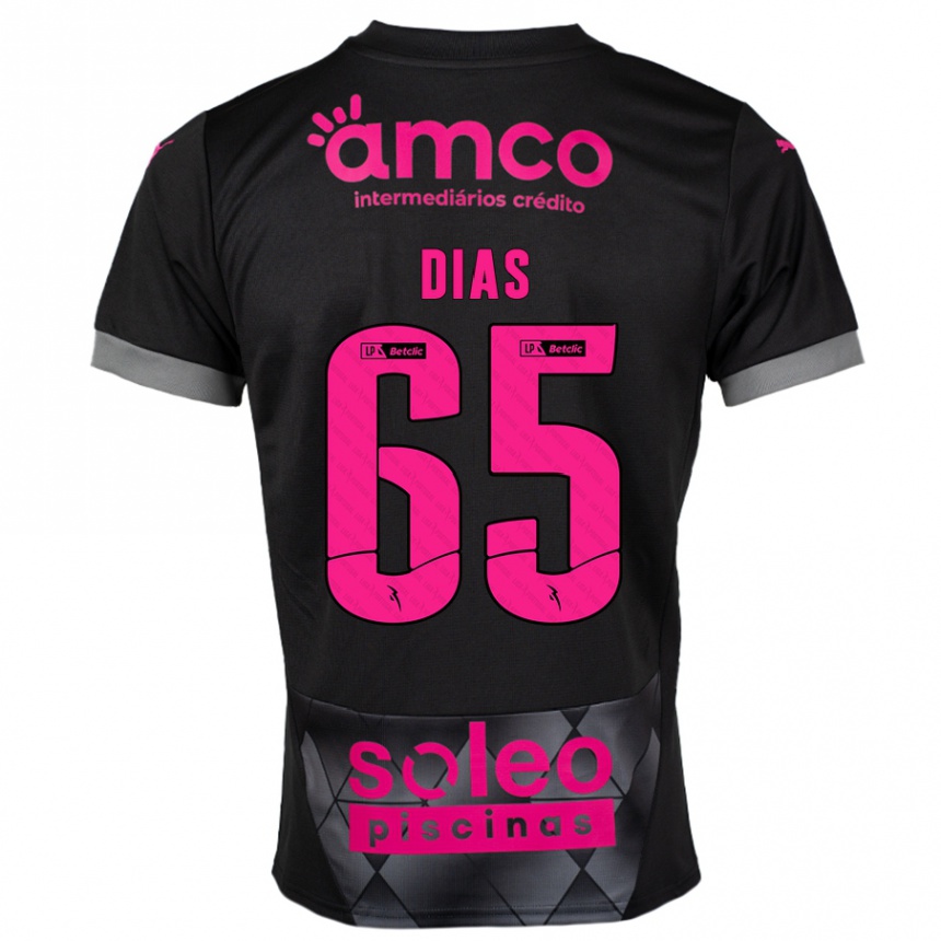 Kids Football Leandro Dias #65 Black Pink Away Jersey 2024/25 T-Shirt Uk