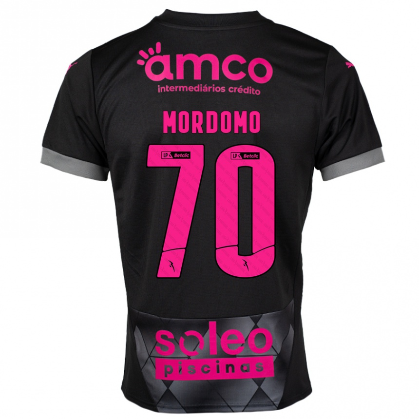 Kids Football Mordomo #70 Black Pink Away Jersey 2024/25 T-Shirt Uk