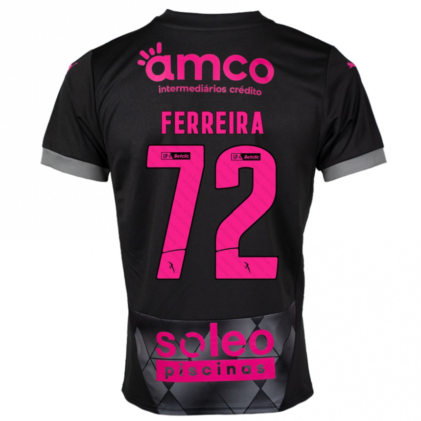 Kids Football André Ferreira #72 Black Pink Away Jersey 2024/25 T-Shirt Uk