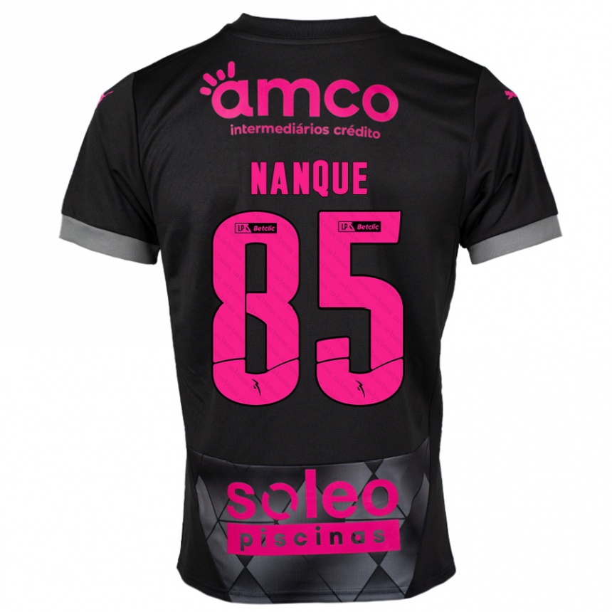 Kids Football Edgar Nanque #85 Black Pink Away Jersey 2024/25 T-Shirt Uk