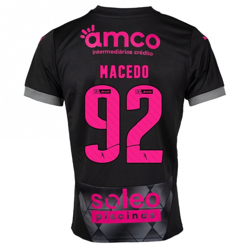 Kids Football Rodrigo Macedo #92 Black Pink Away Jersey 2024/25 T-Shirt Uk