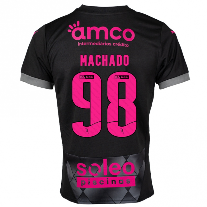 Kids Football Gonçalo Machado #98 Black Pink Away Jersey 2024/25 T-Shirt Uk