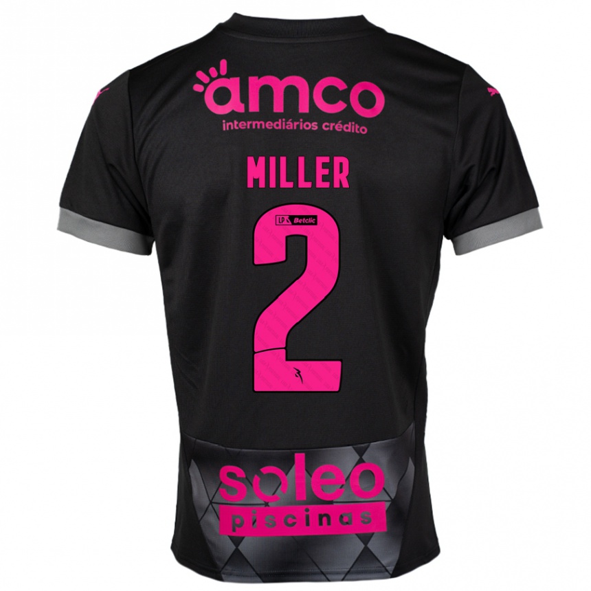 Kids Football Maria Miller #2 Black Pink Away Jersey 2024/25 T-Shirt Uk