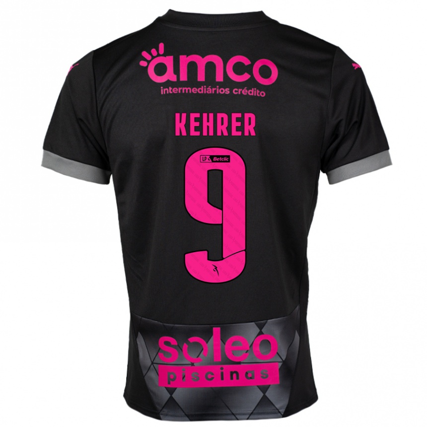 Kids Football Caroline Kehrer #9 Black Pink Away Jersey 2024/25 T-Shirt Uk