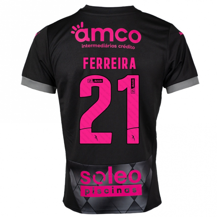 Kids Football Ana Carolina Ferreira #21 Black Pink Away Jersey 2024/25 T-Shirt Uk