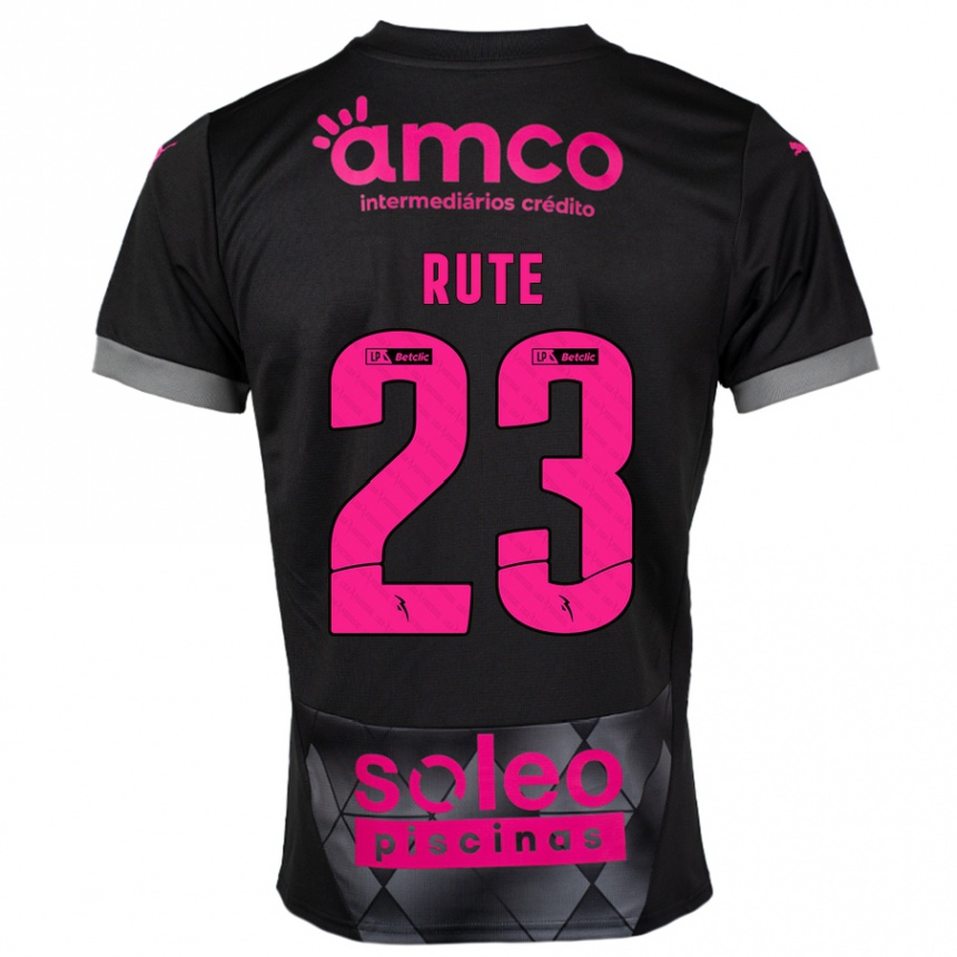 Kids Football Ana Rute #23 Black Pink Away Jersey 2024/25 T-Shirt Uk