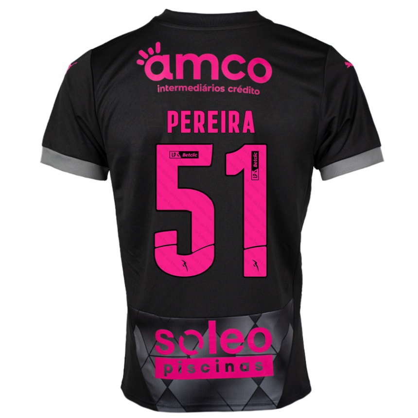 Kids Football Evy Pereira #51 Black Pink Away Jersey 2024/25 T-Shirt Uk