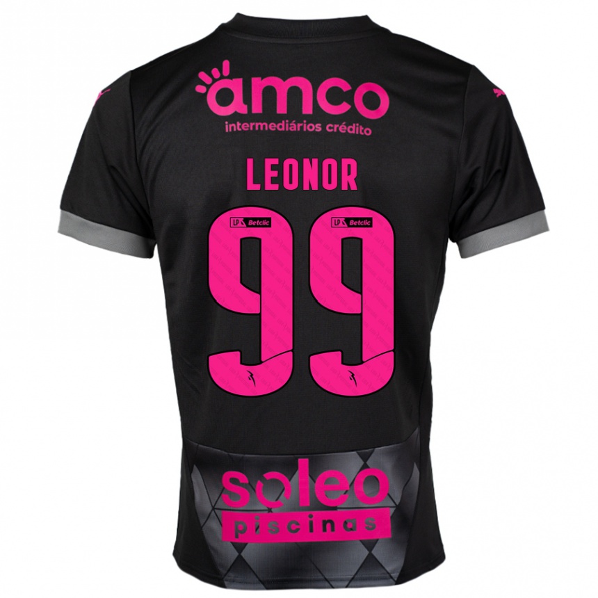 Kids Football Maria Leonor #99 Black Pink Away Jersey 2024/25 T-Shirt Uk