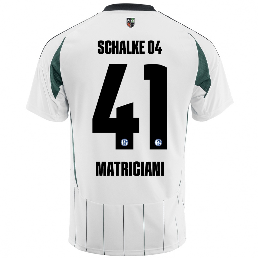 Kids Football Henning Matriciani #41 White Green Away Jersey 2024/25 T-Shirt Uk