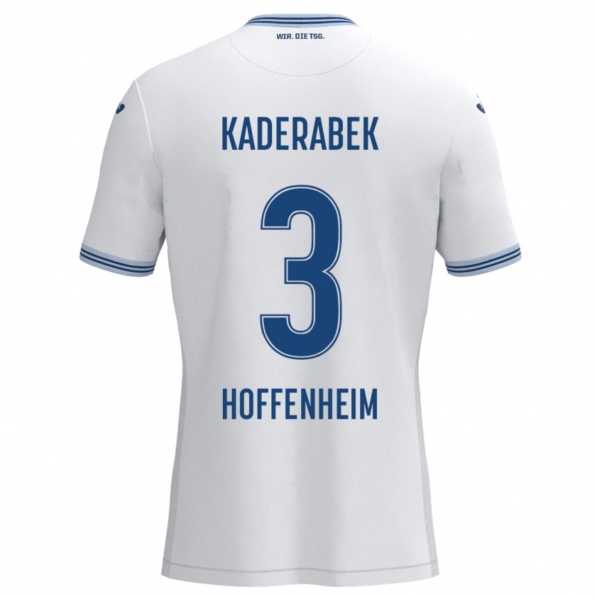 Kids Football Pavel Kaderabek #3 White Blue Away Jersey 2024/25 T-Shirt Uk